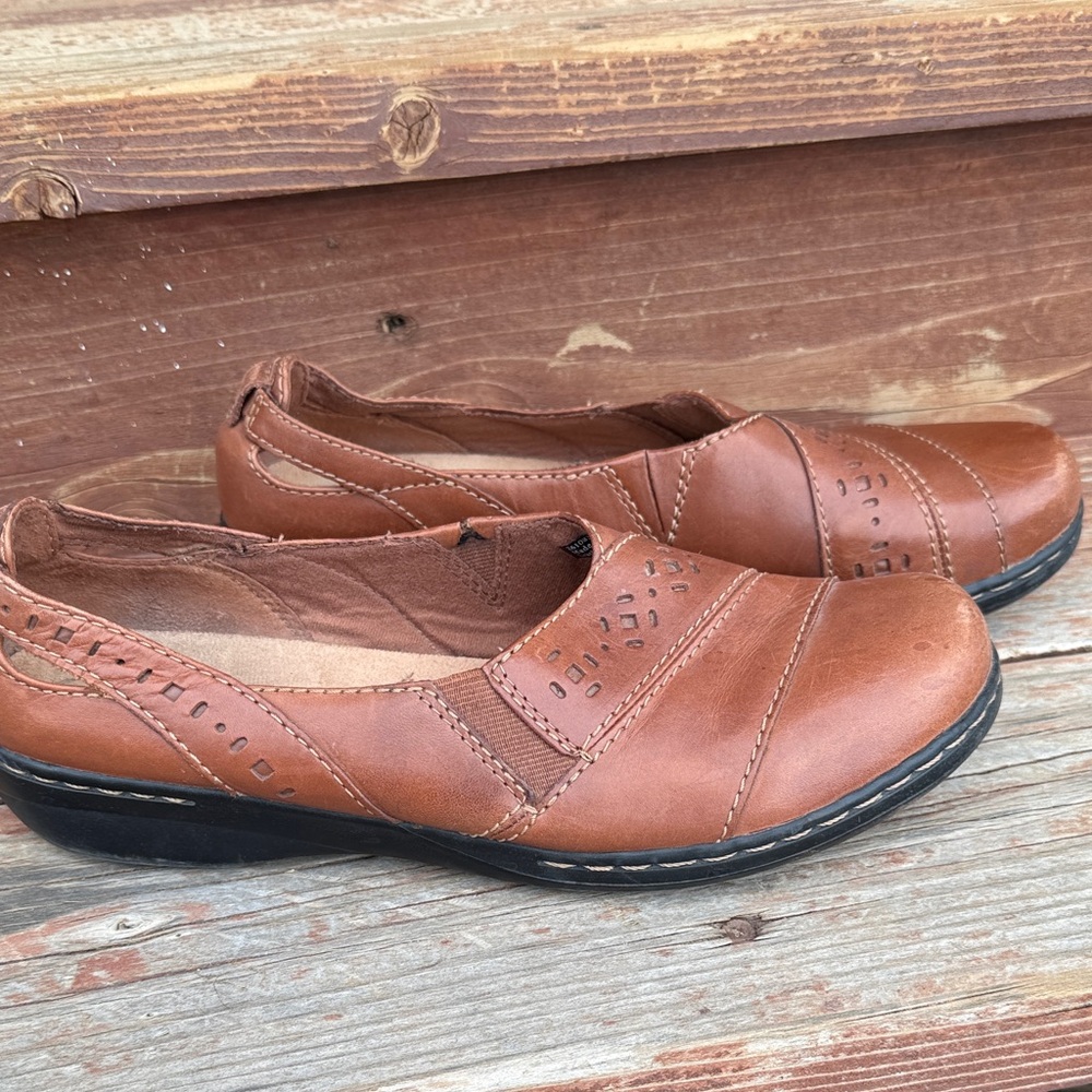 Clarks Brown Slips-on Leather comfy Flats
